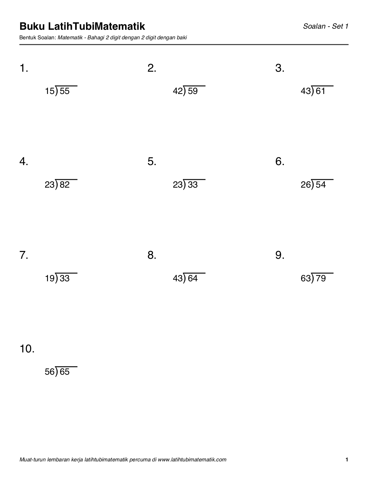 Soalan Bahagi Tahun 2 : Latihan - Bahagi (5) | MATEMATIK KSSR TAHUN 3