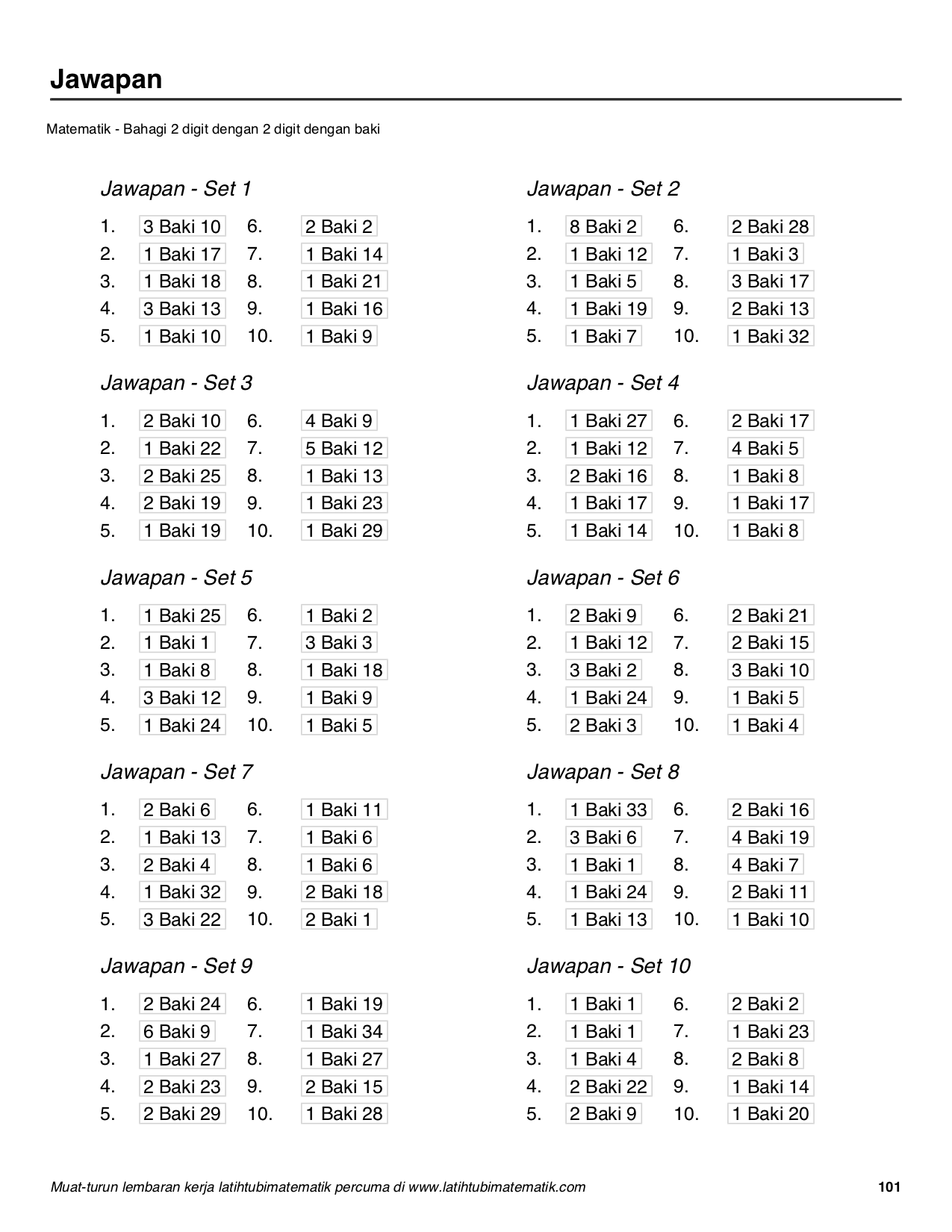 Latih Tubi Matematik Tahun 6 Dan Jawapan  MarioabbHarvey